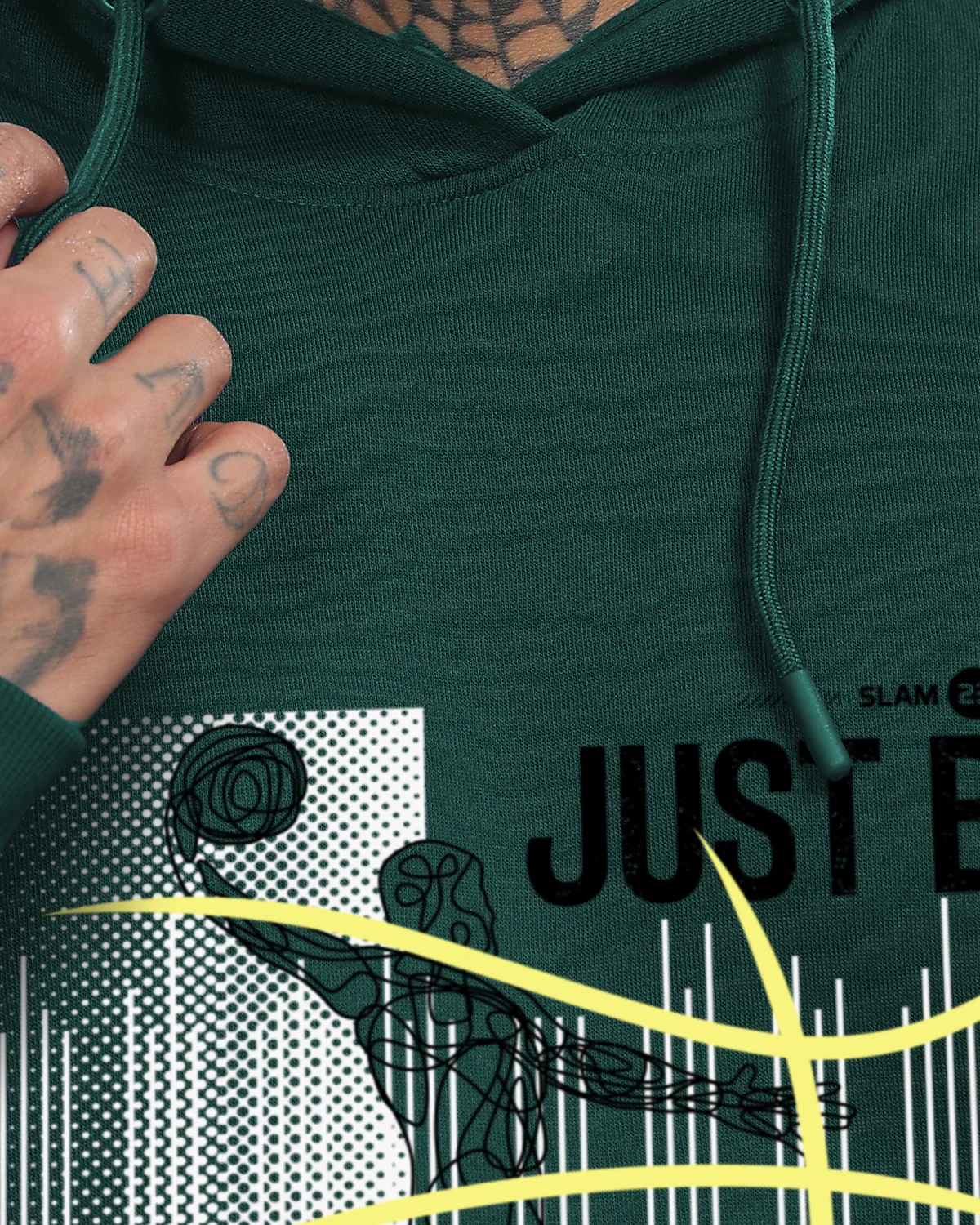 Men Green Basketball Design Hoodie - Image 7