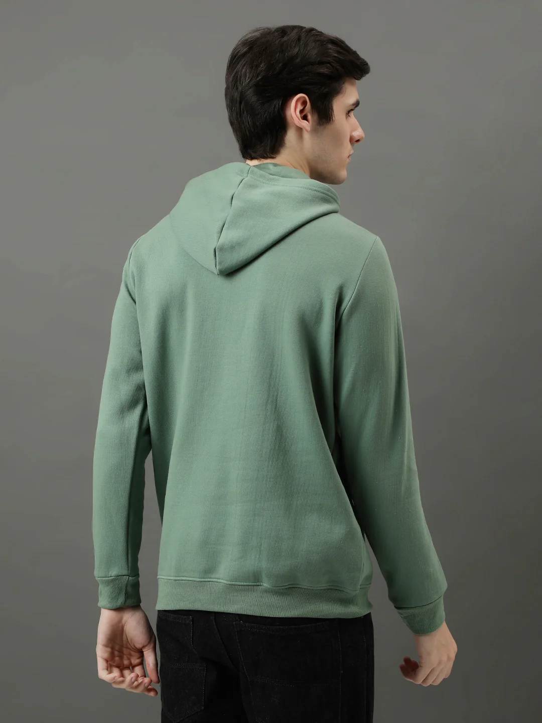 Men Green Be Yourself Printed Hoodie - Image 2
