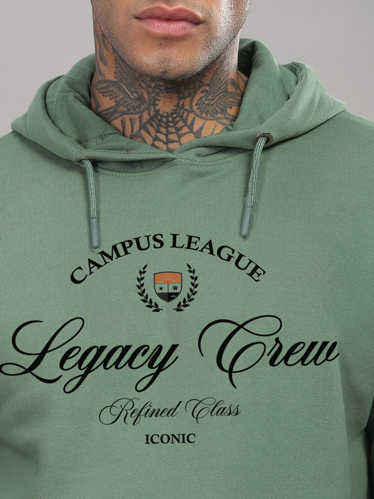 Men Green Printed Hoodie - Image 2