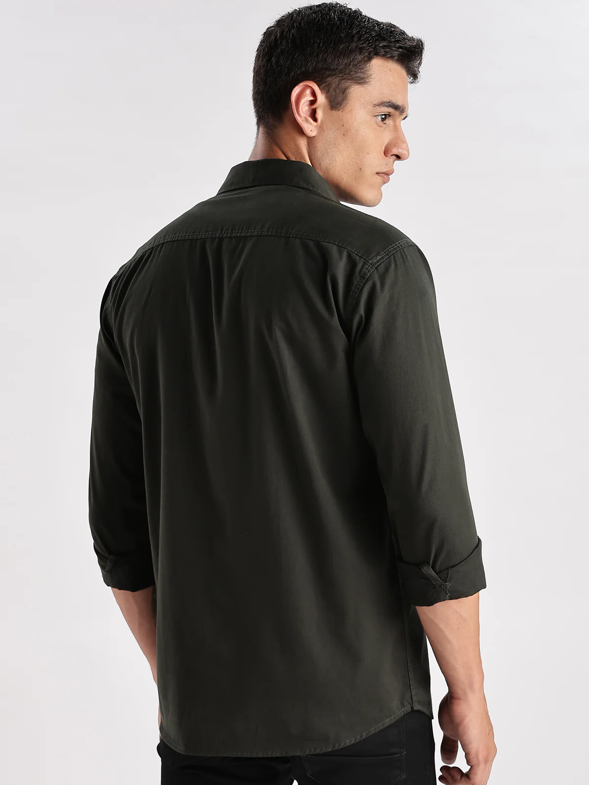 Men Green Cargo Shirt - Image 2