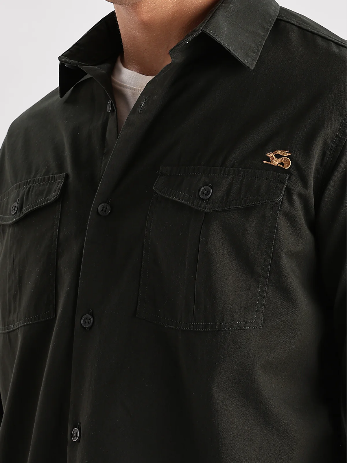 Men Green Cargo Shirt - Image 3