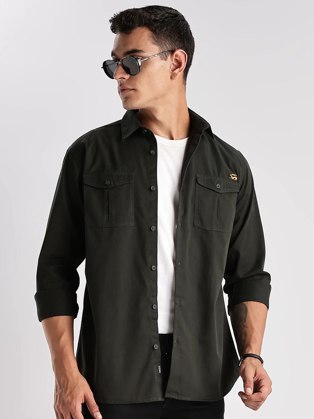 Men Green Cargo Shirt - Image 7