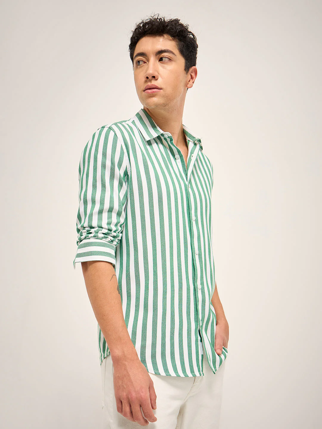 Men Green Casual Shirt - Image 3
