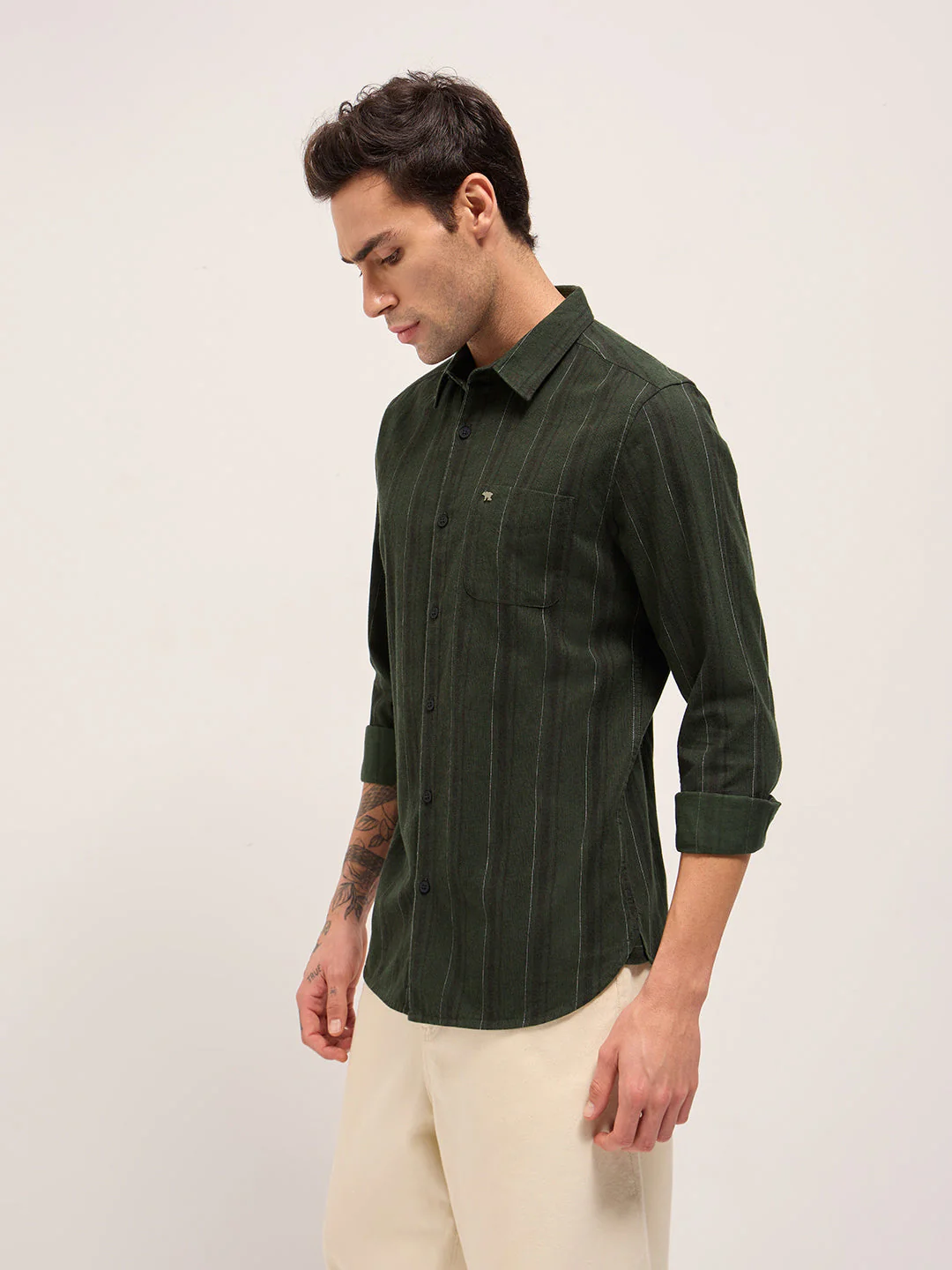 Men Green Casual Shirt - Image 3
