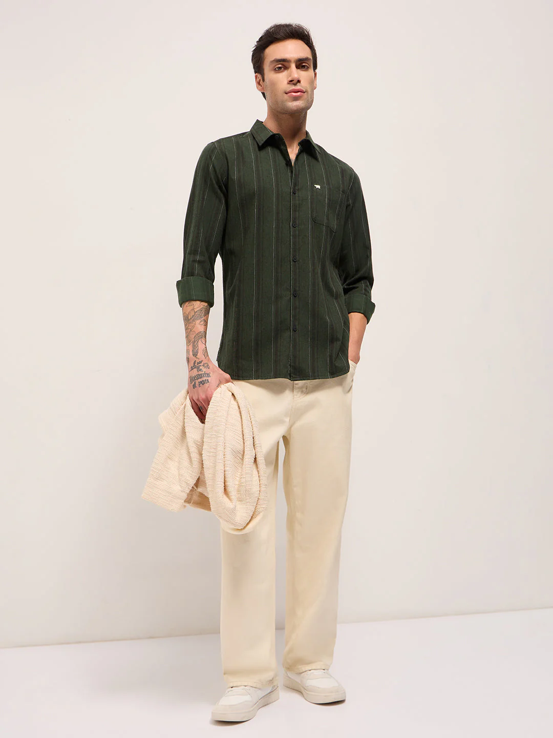 Men Green Casual Shirt - Image 4