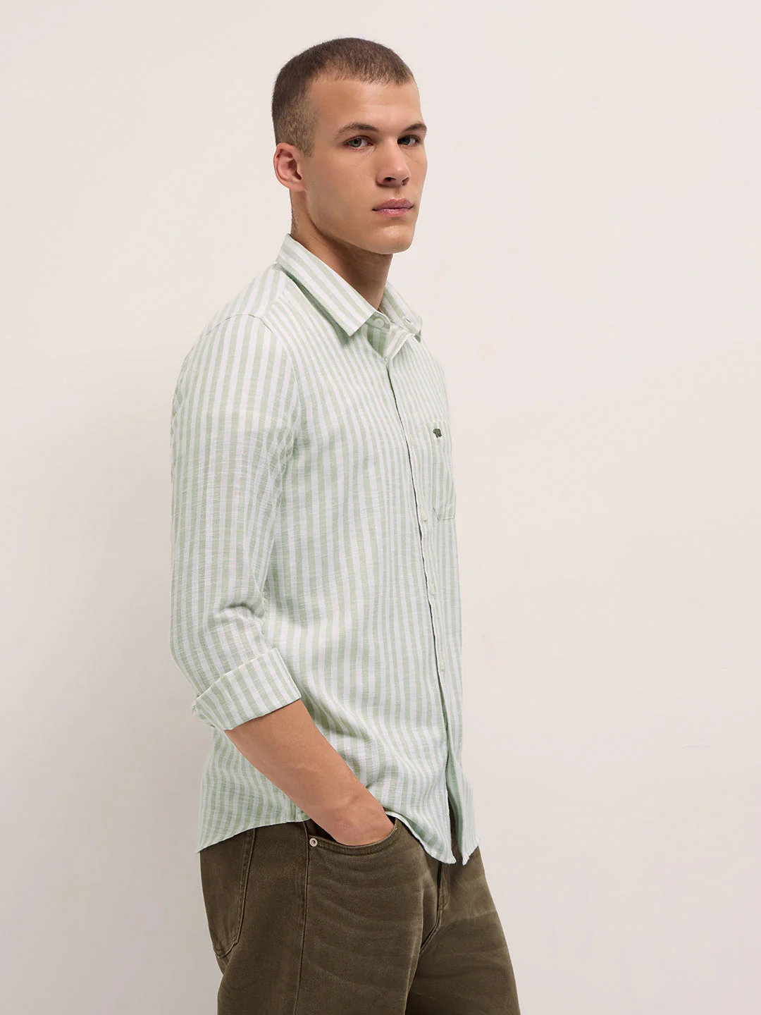 Men Green Casual Shirt - Image 3