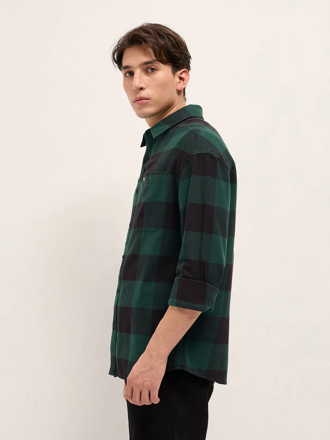 Men Green Casual Shirt - Image 3