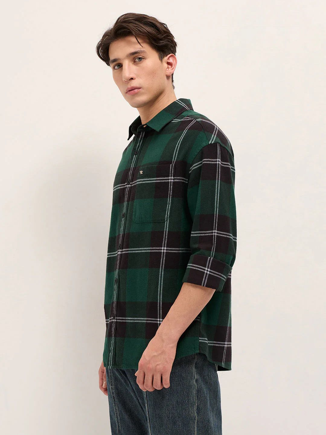 Men Green Casual Shirt - Image 3