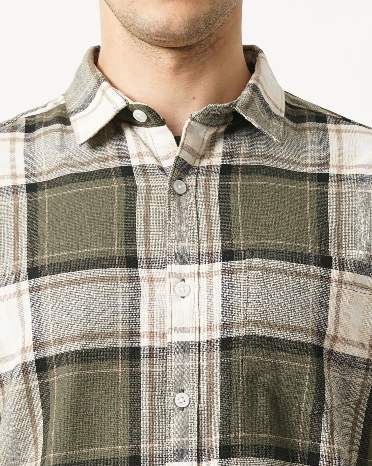 Men Green Checked Shirt - Image 4