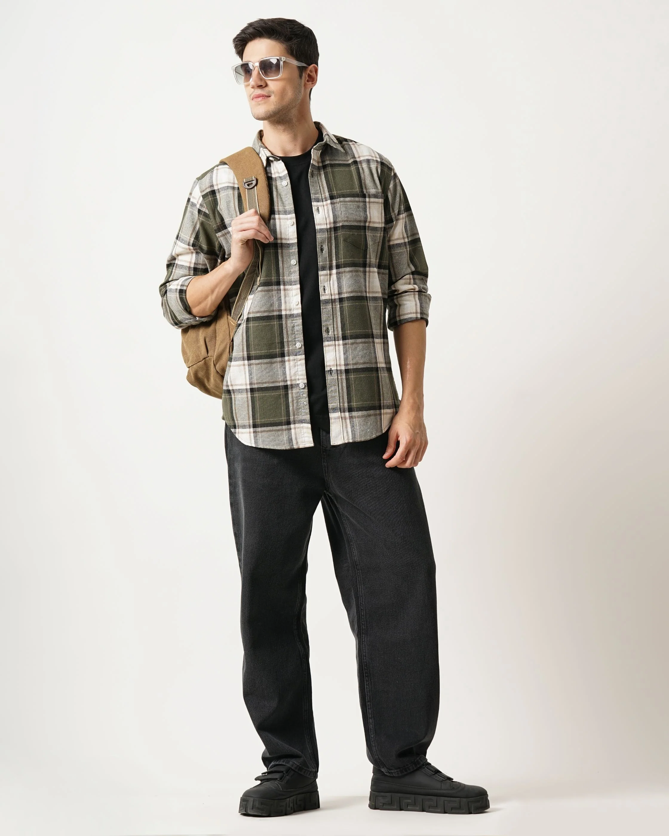 Men Green Checked Shirt - Image 7
