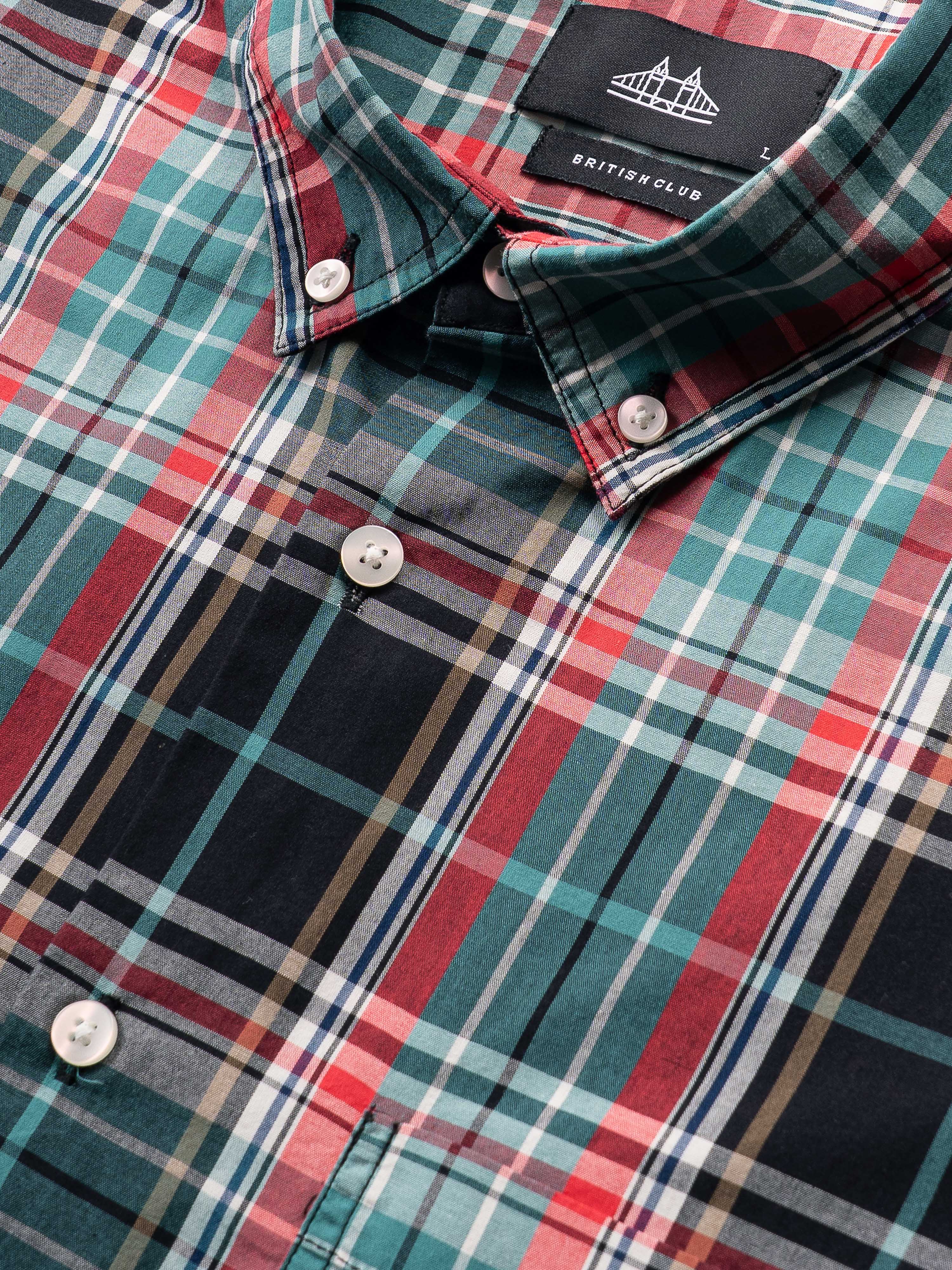 Men Green Checked Shirt - Image 7