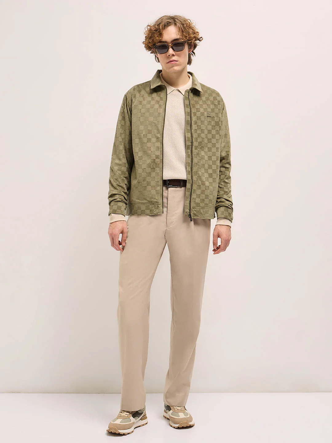 Men Green checkered texture Regular Fit Casual Jacket - Image 4