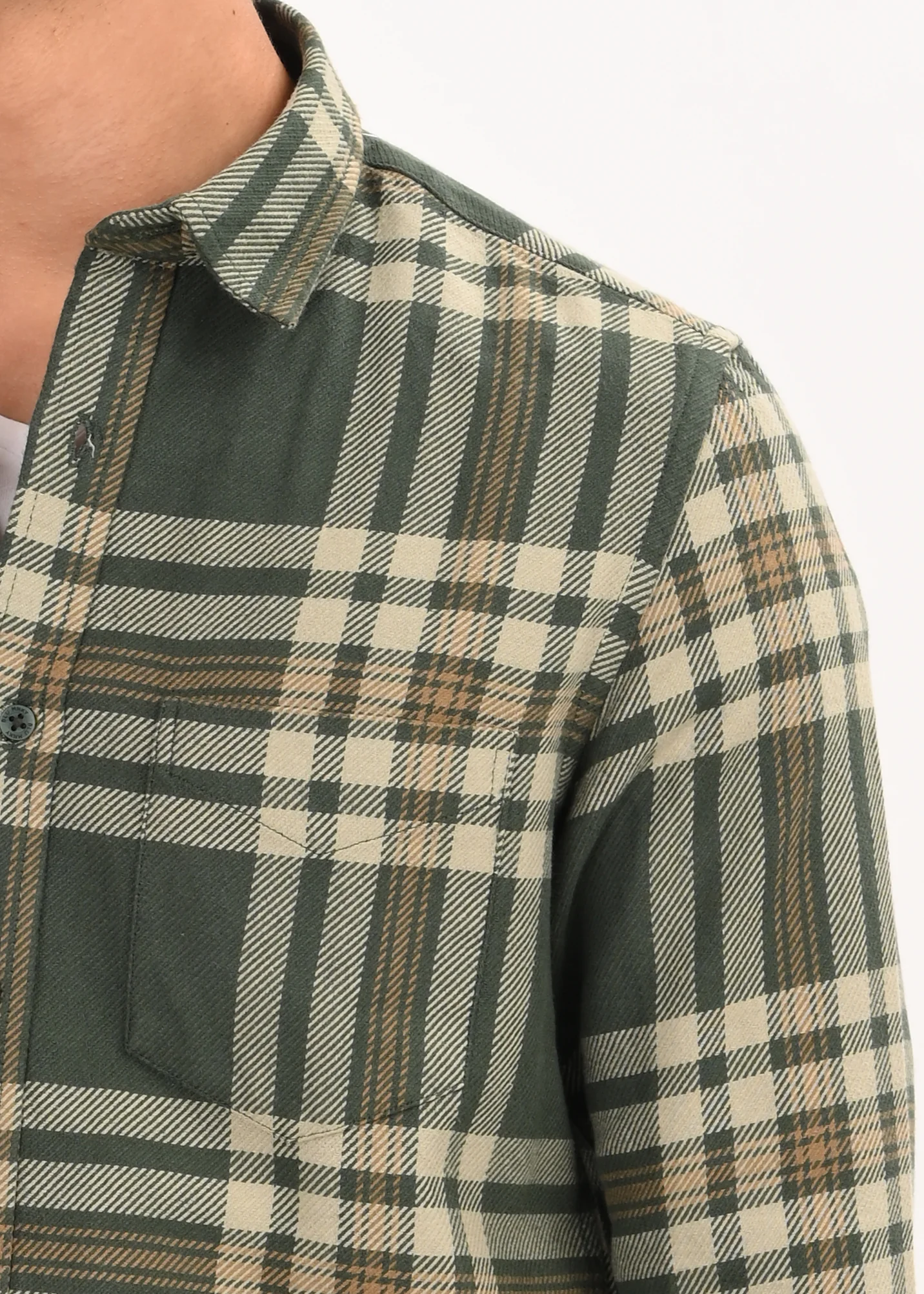 Men Green Classic Checked Shirt - Image 4