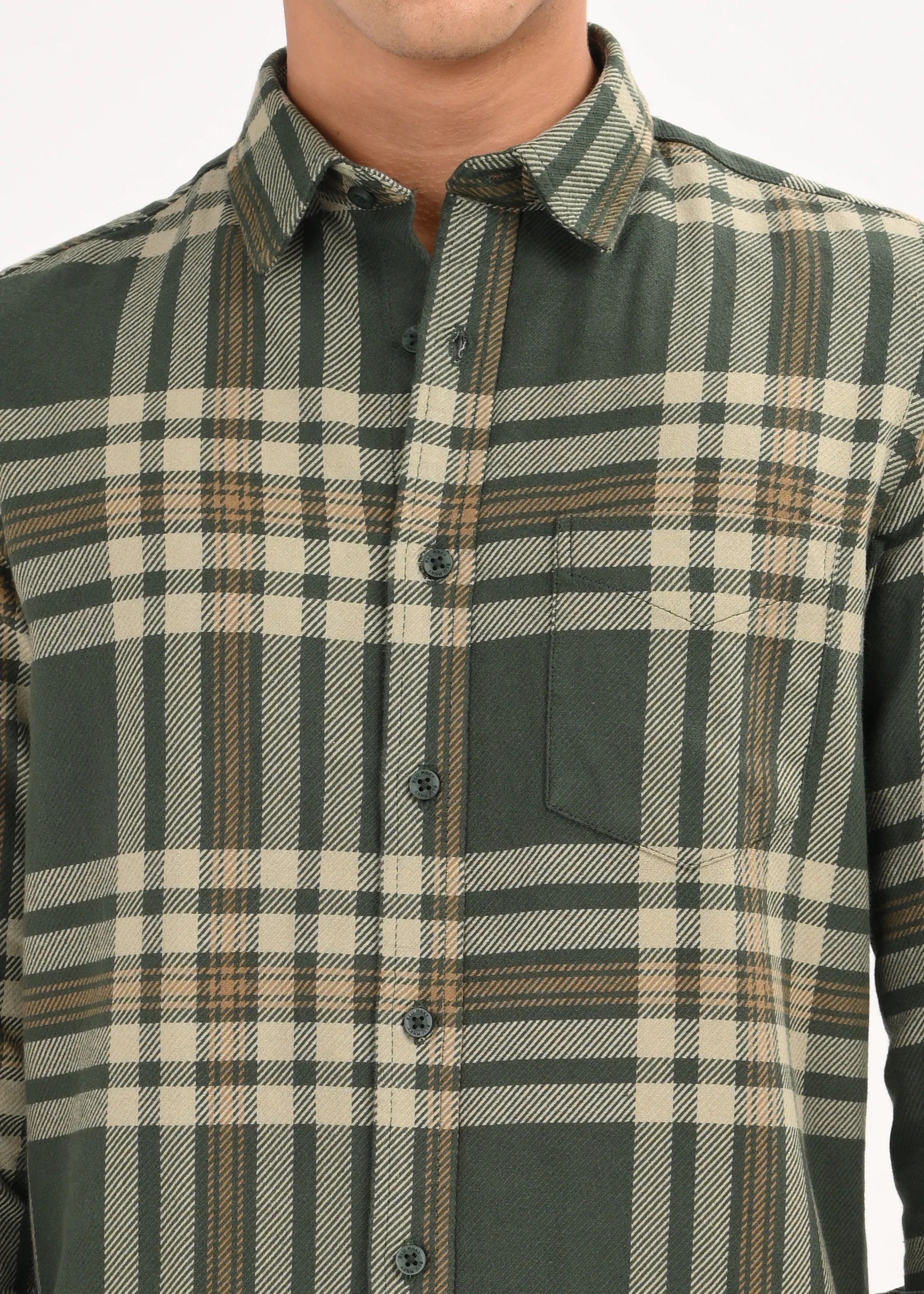 Men Green Classic Checked Shirt - Image 5