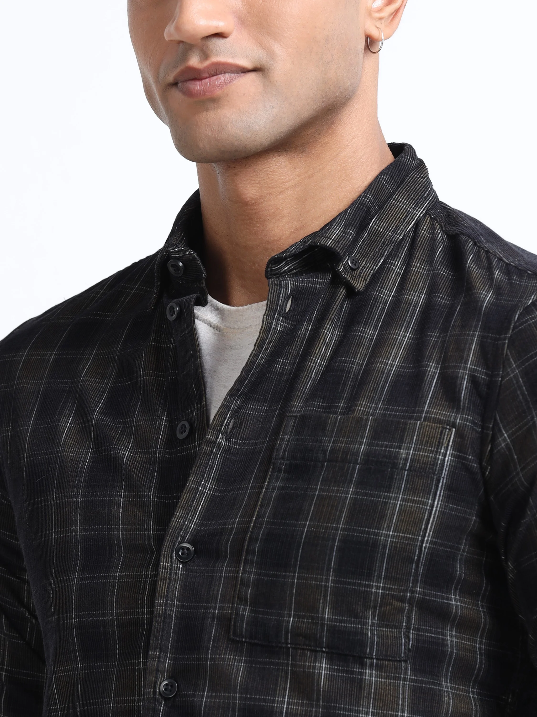 Men Corduroy Button-Down Shirt - Image 4