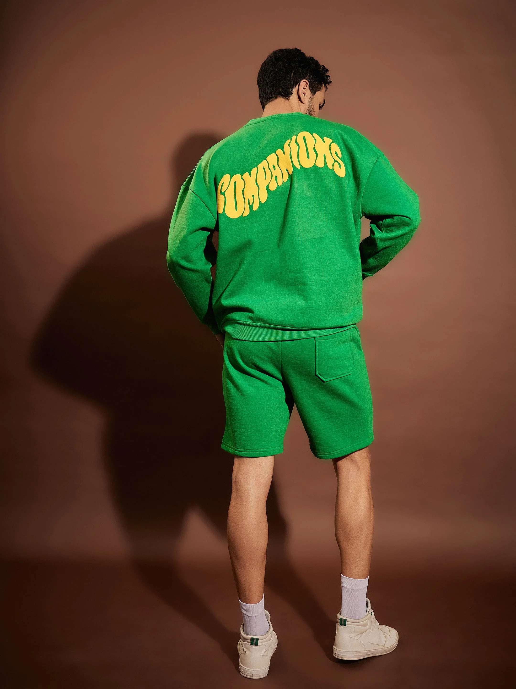Men Green Companions Oversized Sweatshirt With Shorts - Image 6