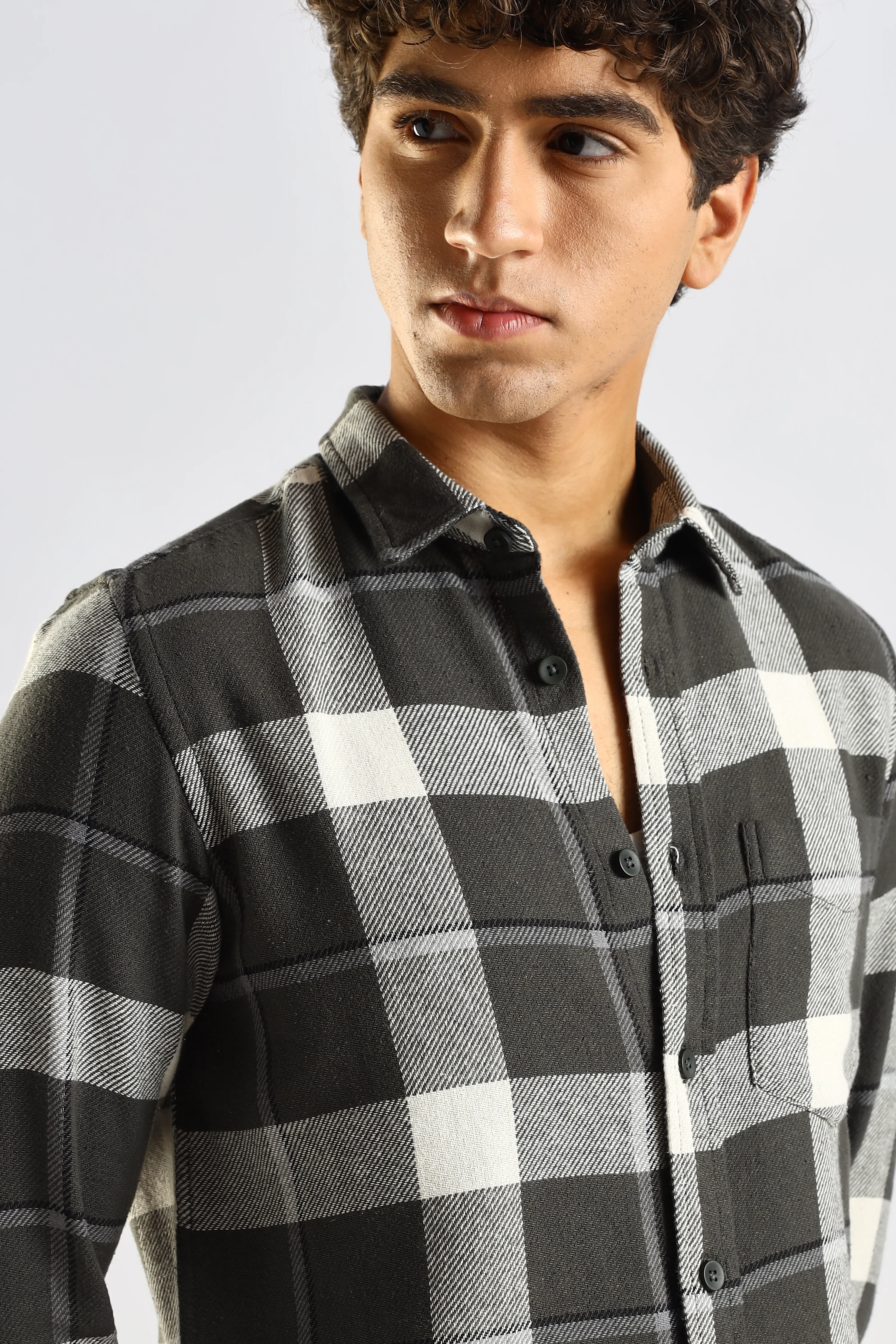 Men Green Cotton Blend Checked Shirt - Image 12