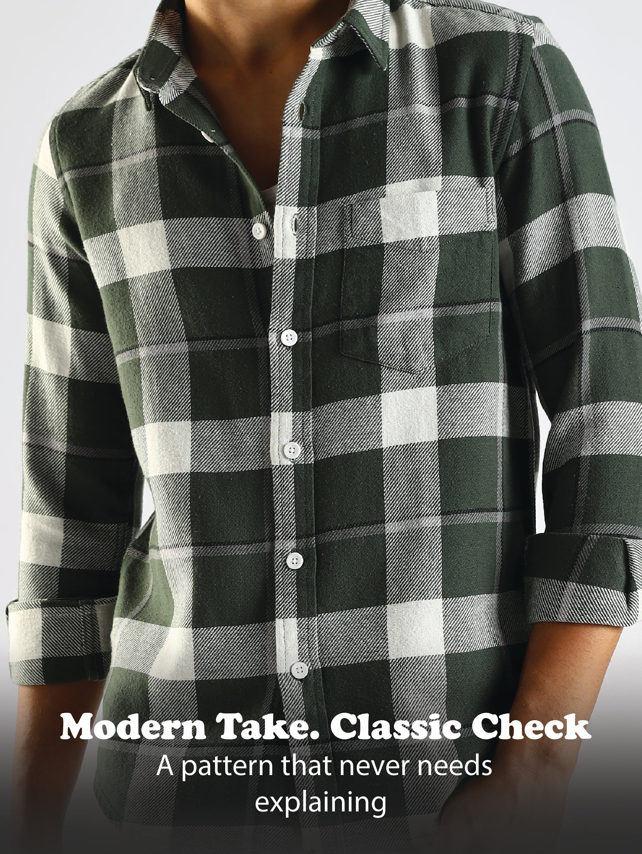 Men Green Cotton Blend Slim Checked Shirt - Image 13
