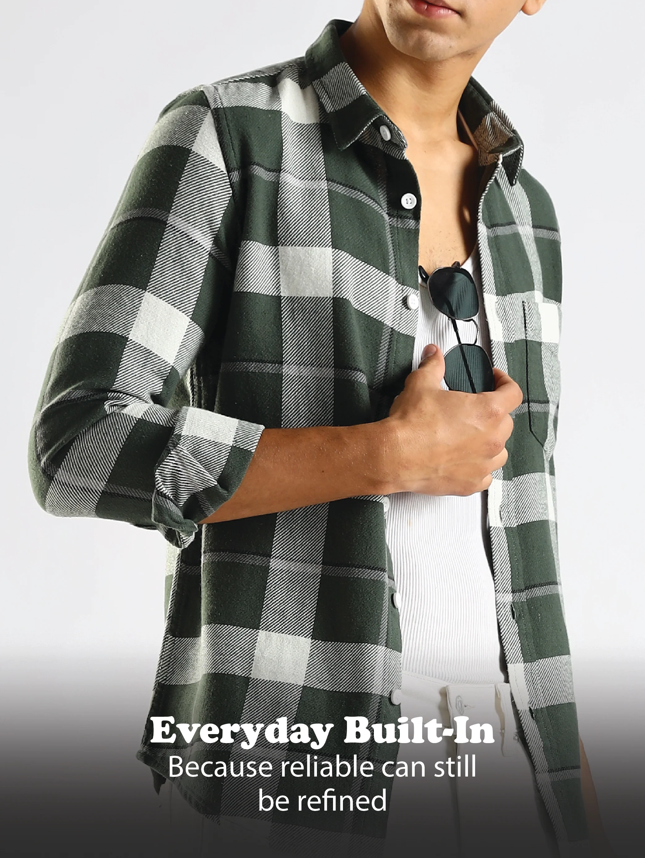 Men Green Cotton Blend Slim Checked Shirt - Image 15