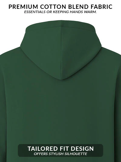 Men Green Cotton Fleece Hoodie - Image 4