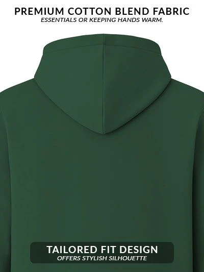 Men Green Cotton Fleece Printed Hoodie - Image 4