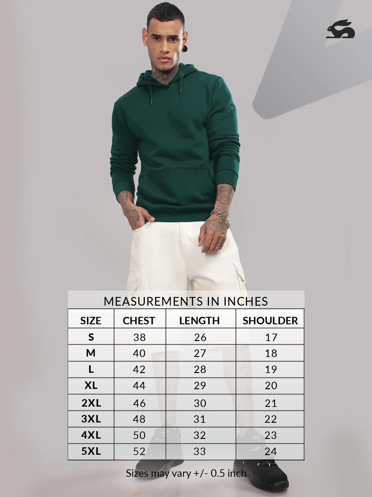 Men Green Cotton Fleece Printed Hoodie - Image 5