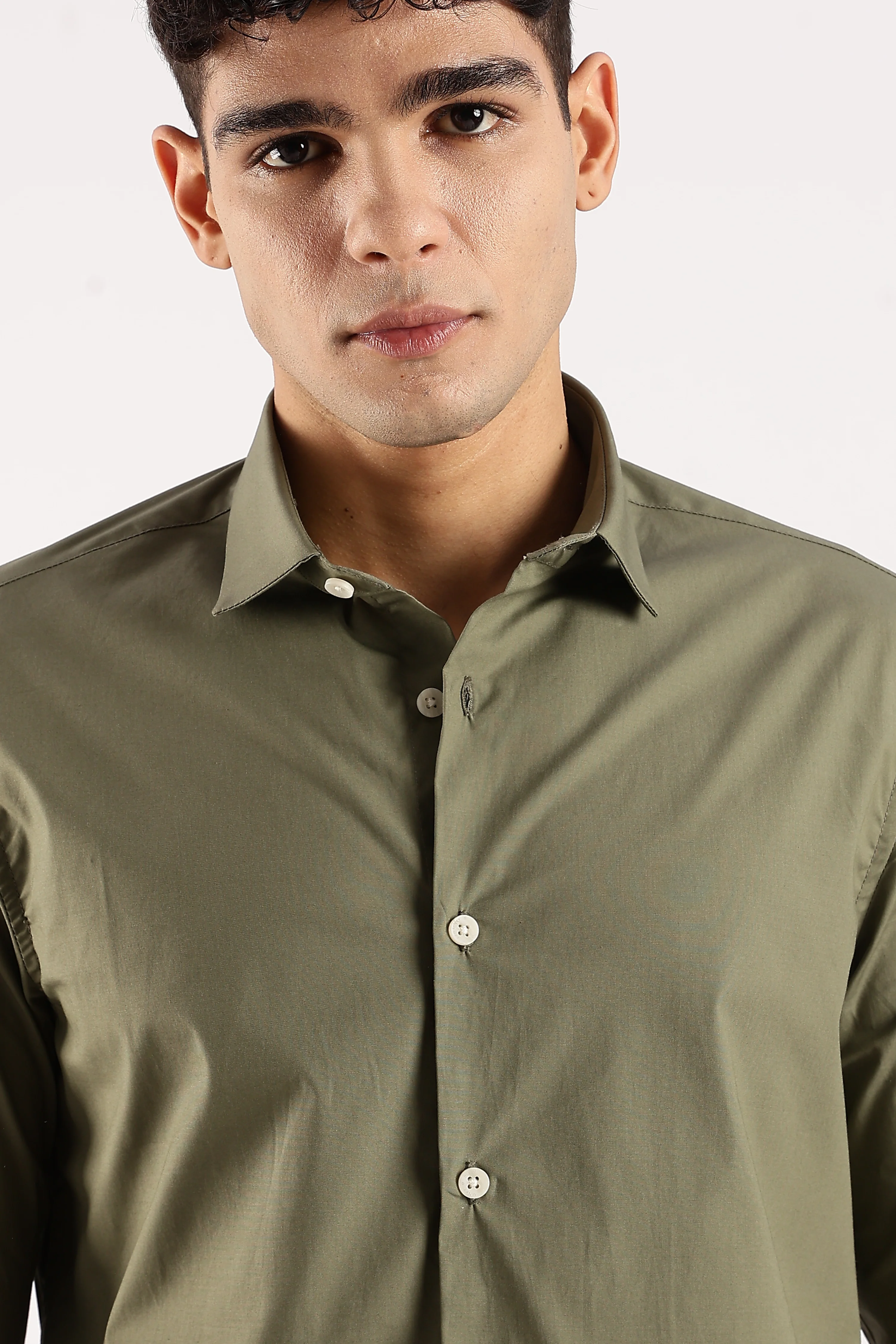Men Green Cotton Lycra Shirt - Image 4