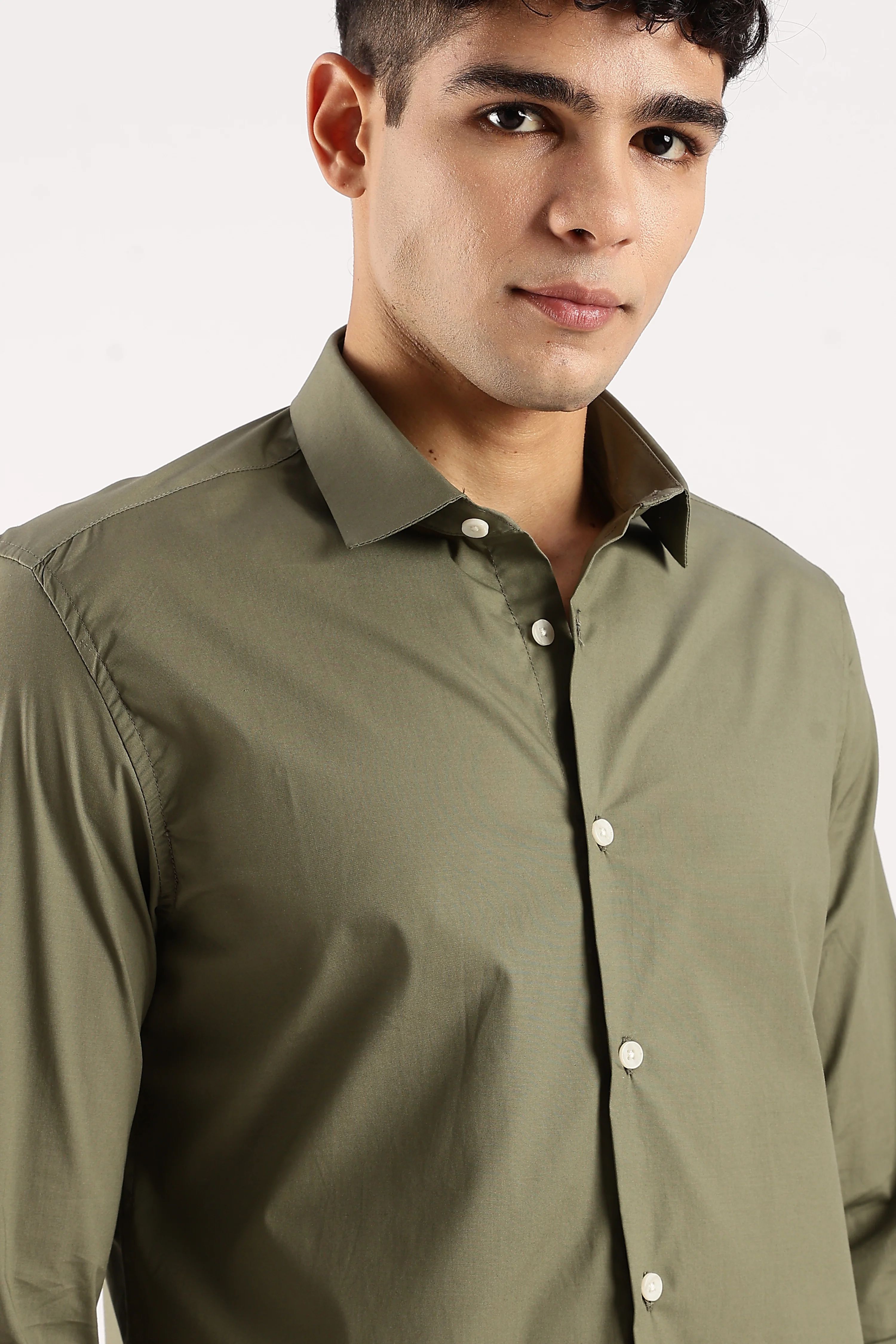 Men Green Cotton Lycra Shirt - Image 8