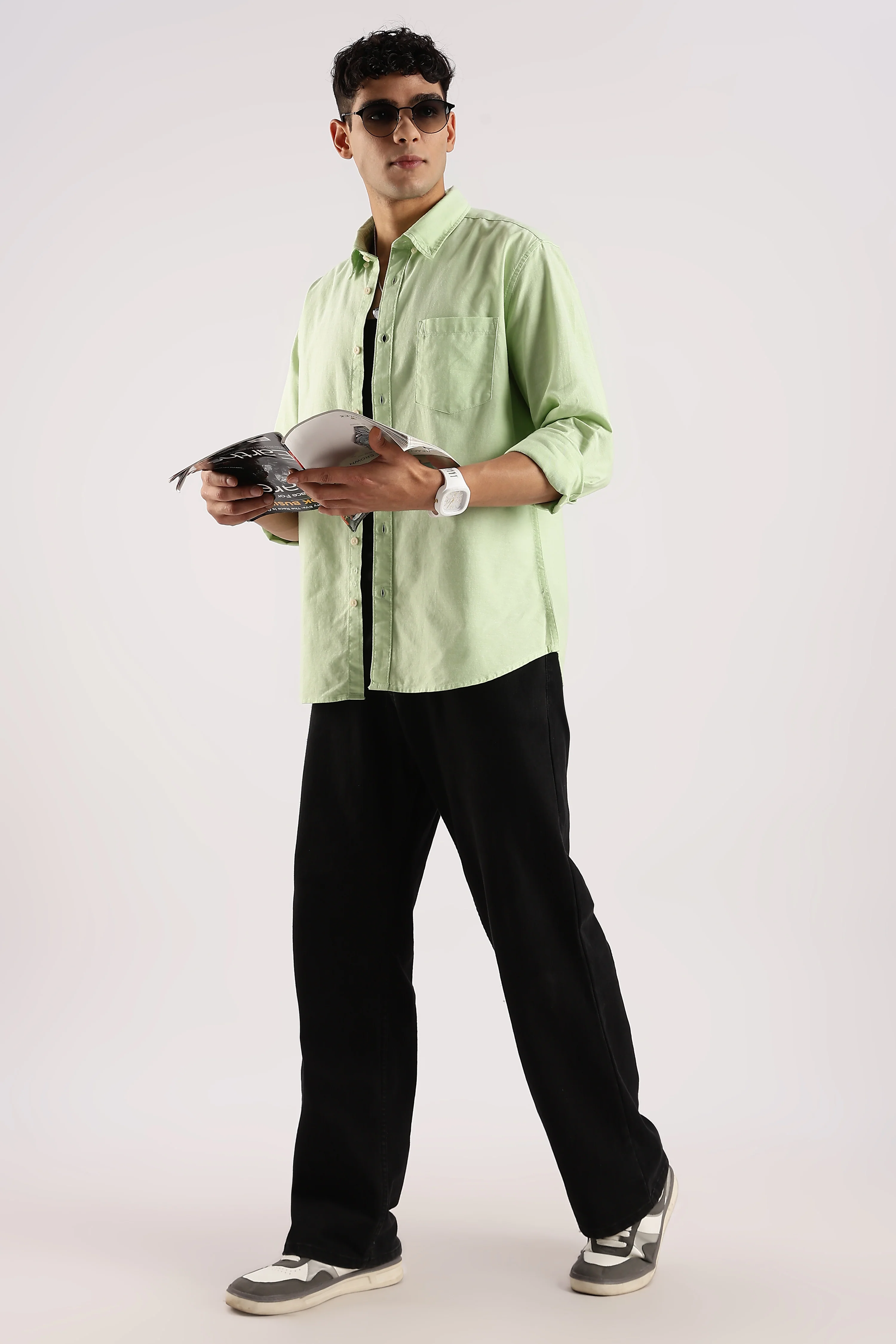 Men Green Cotton Oxford Shirt - Image 10