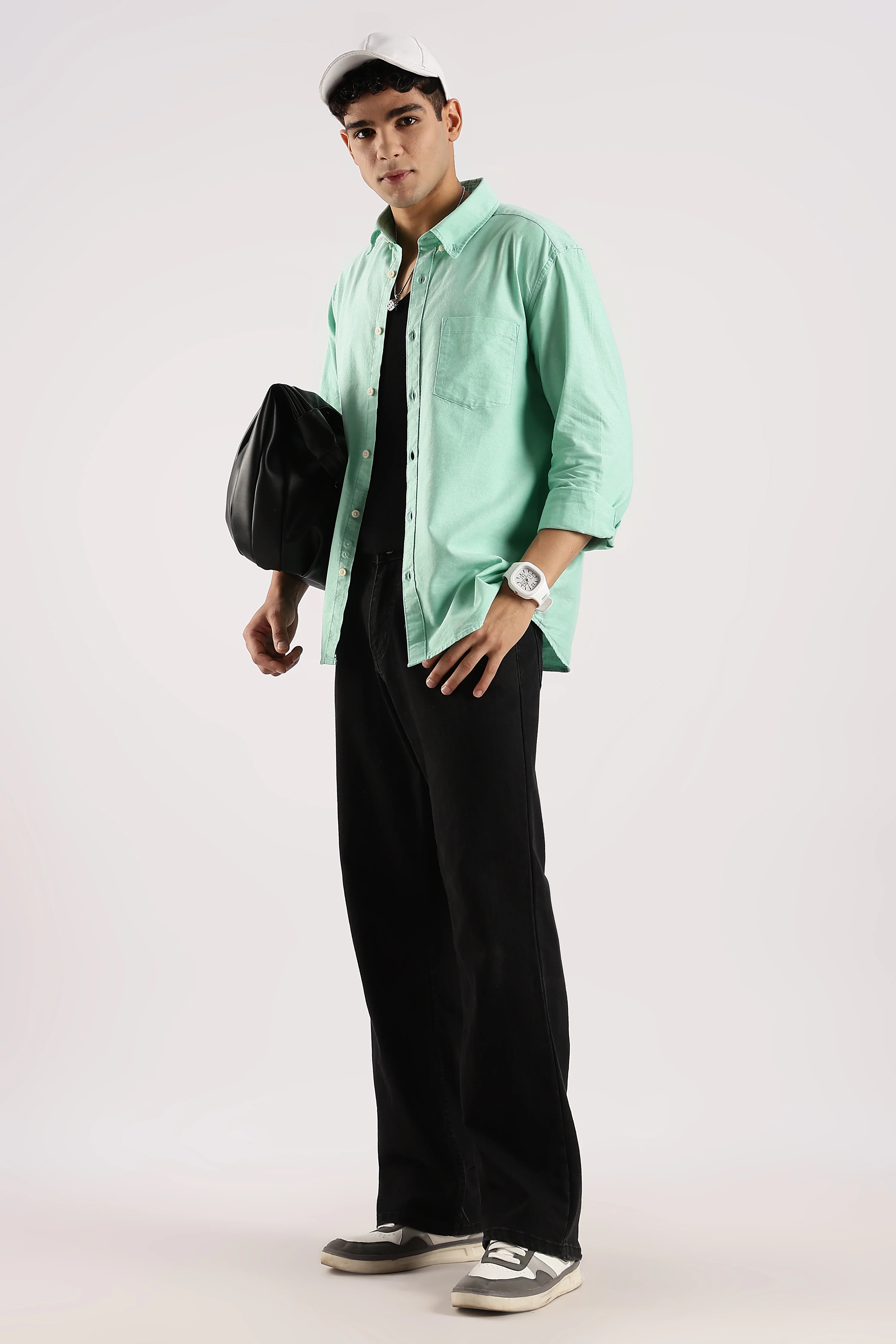 Men Green Cotton Oxford Shirt - Image 9