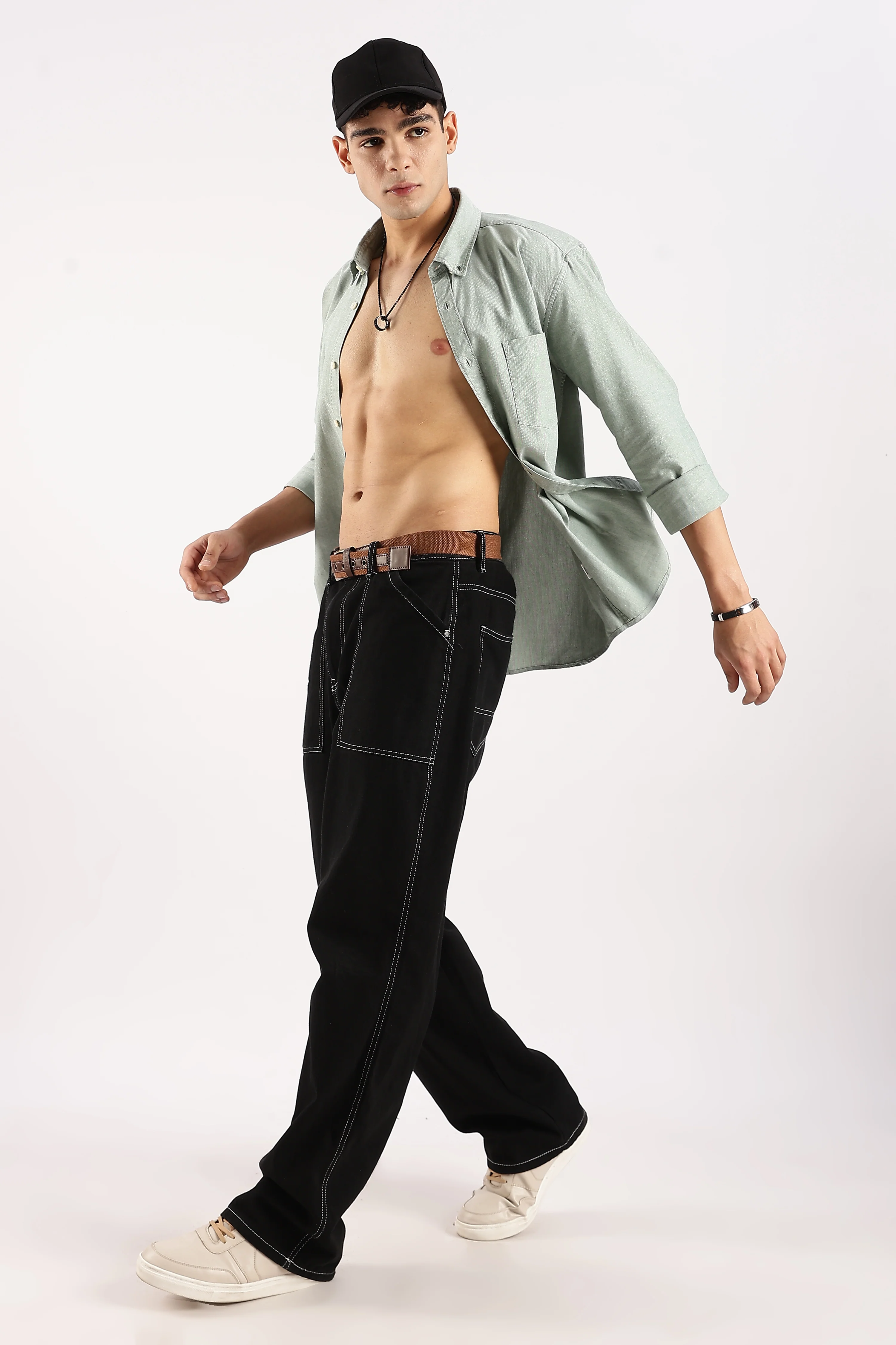Men Green Cotton Oxford Shirt - Image 8