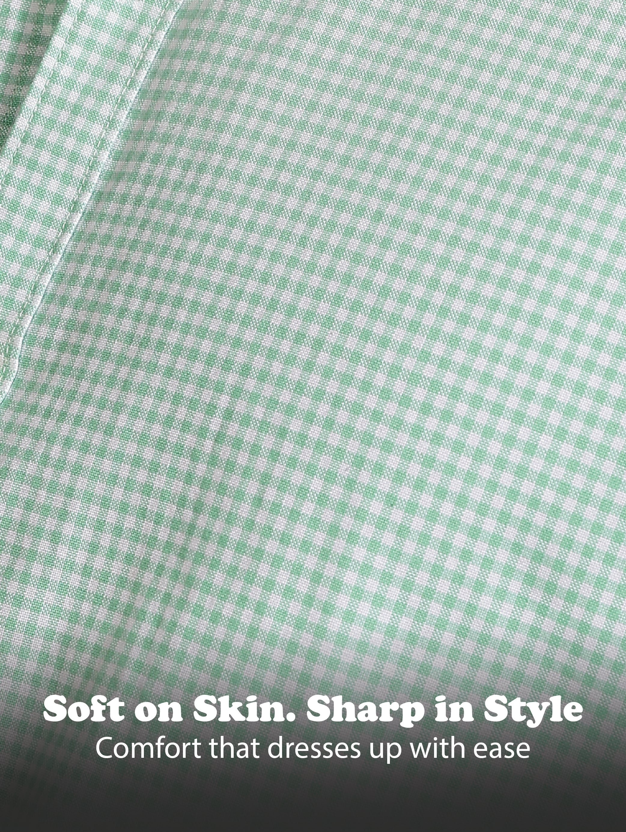 Men Green Cotton Oxford Slim Fit Mini Checks Shirt - Image 11