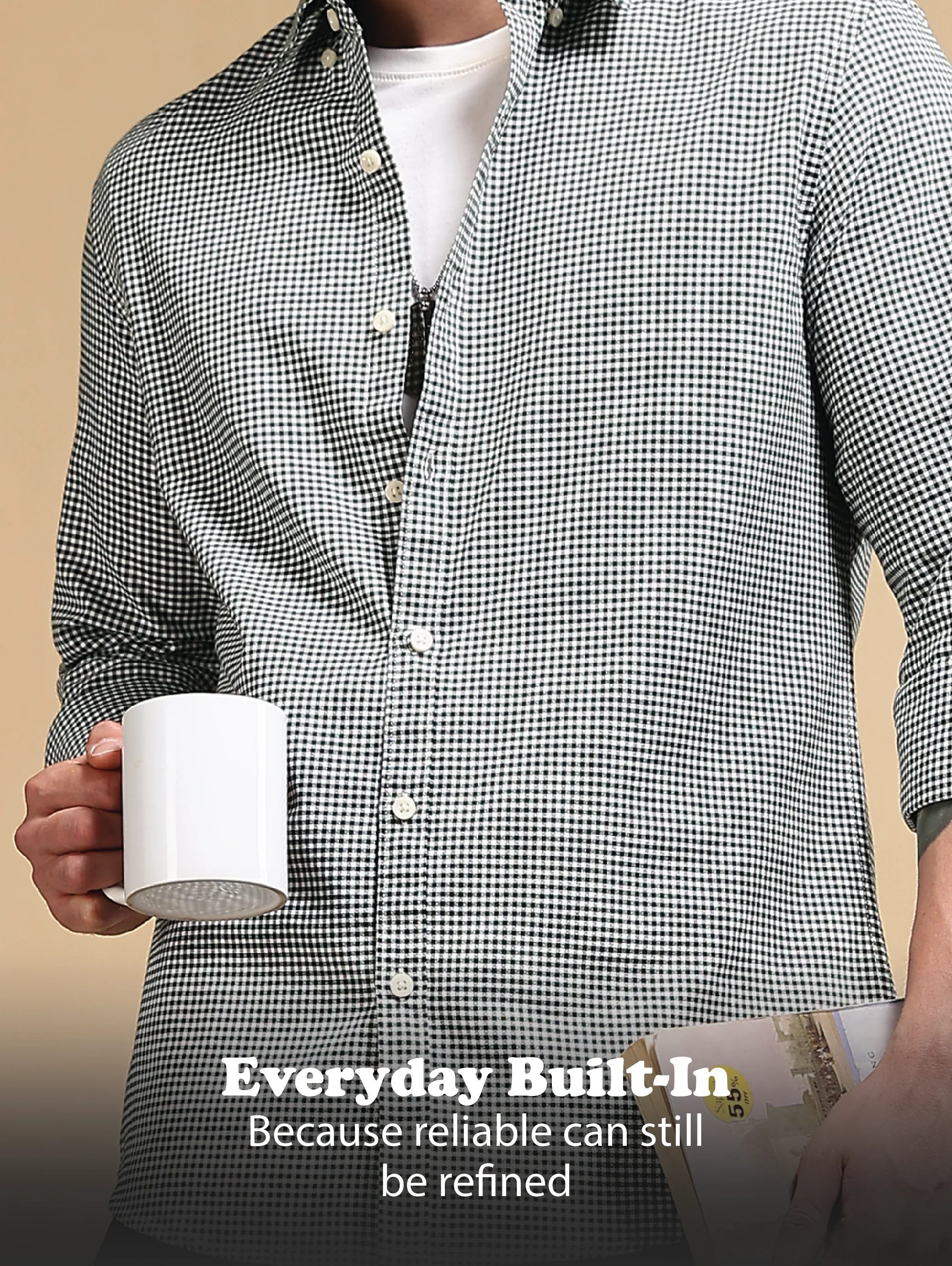 Men Green Cotton Oxford Slim Fit Mini Checks Shirt - Image 13