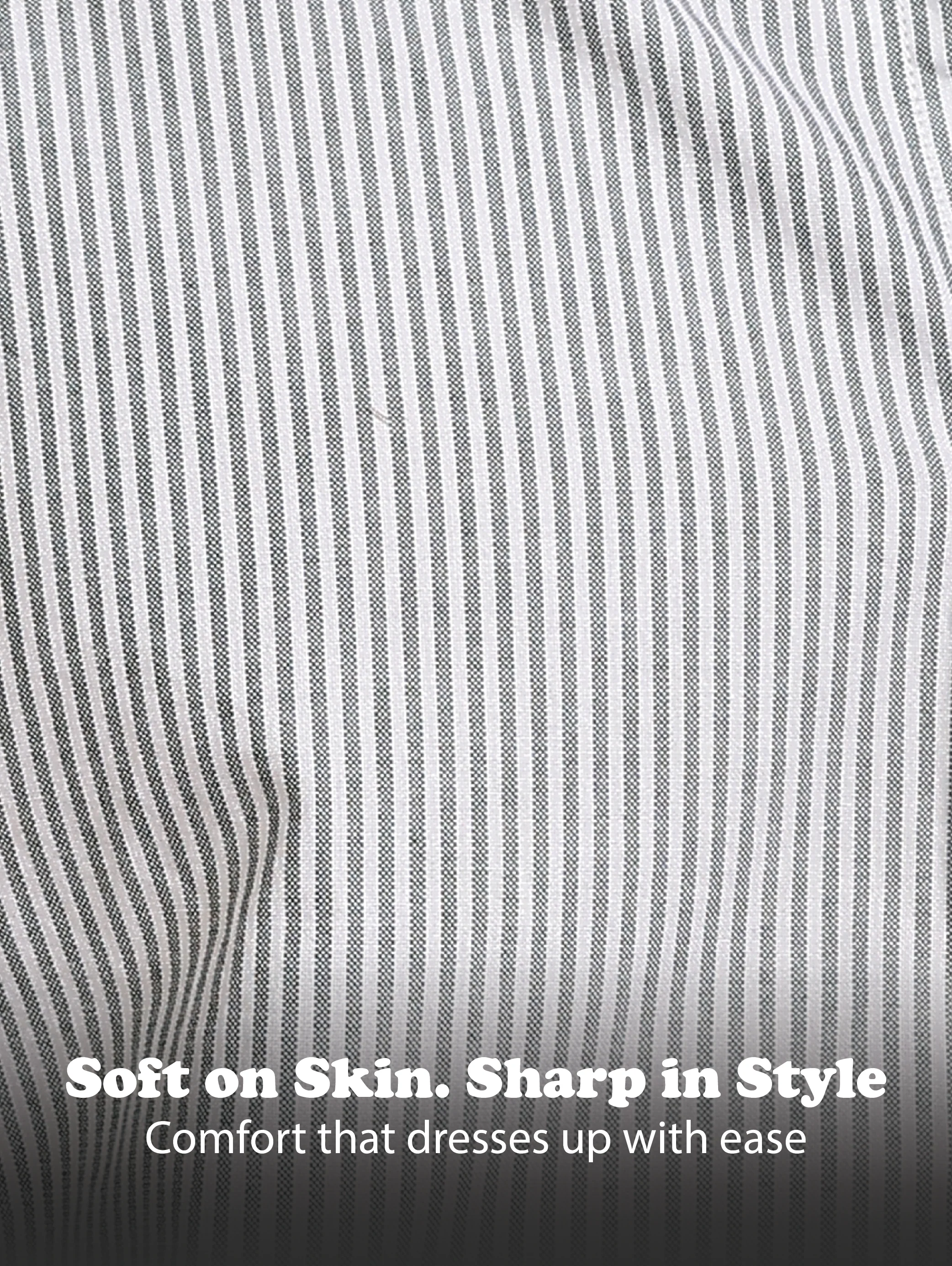 Men Green Cotton Oxford Slim Fit Striped Shirt - Image 12