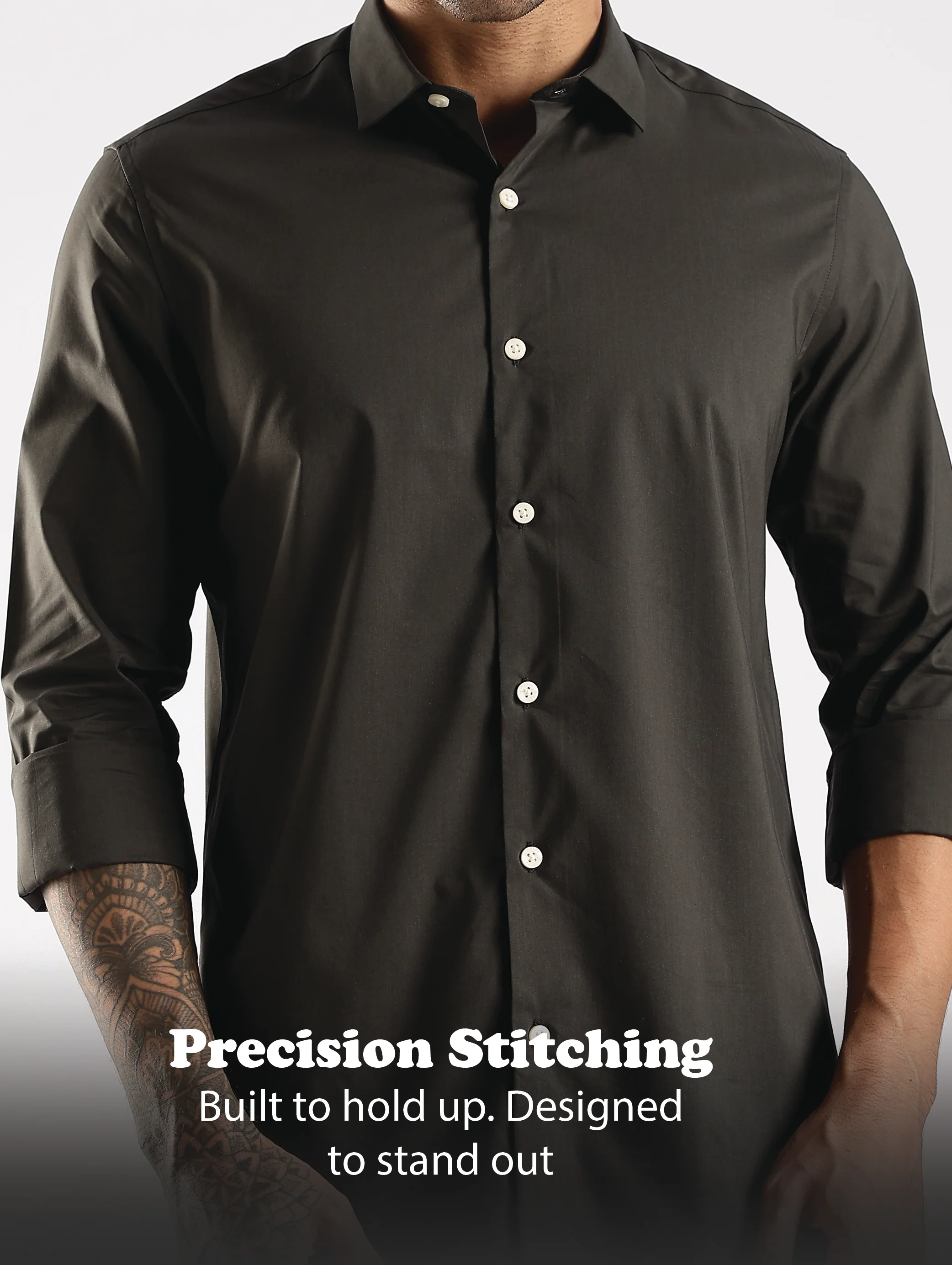 Men Green Cotton Slim Fit Shirt - Image 11
