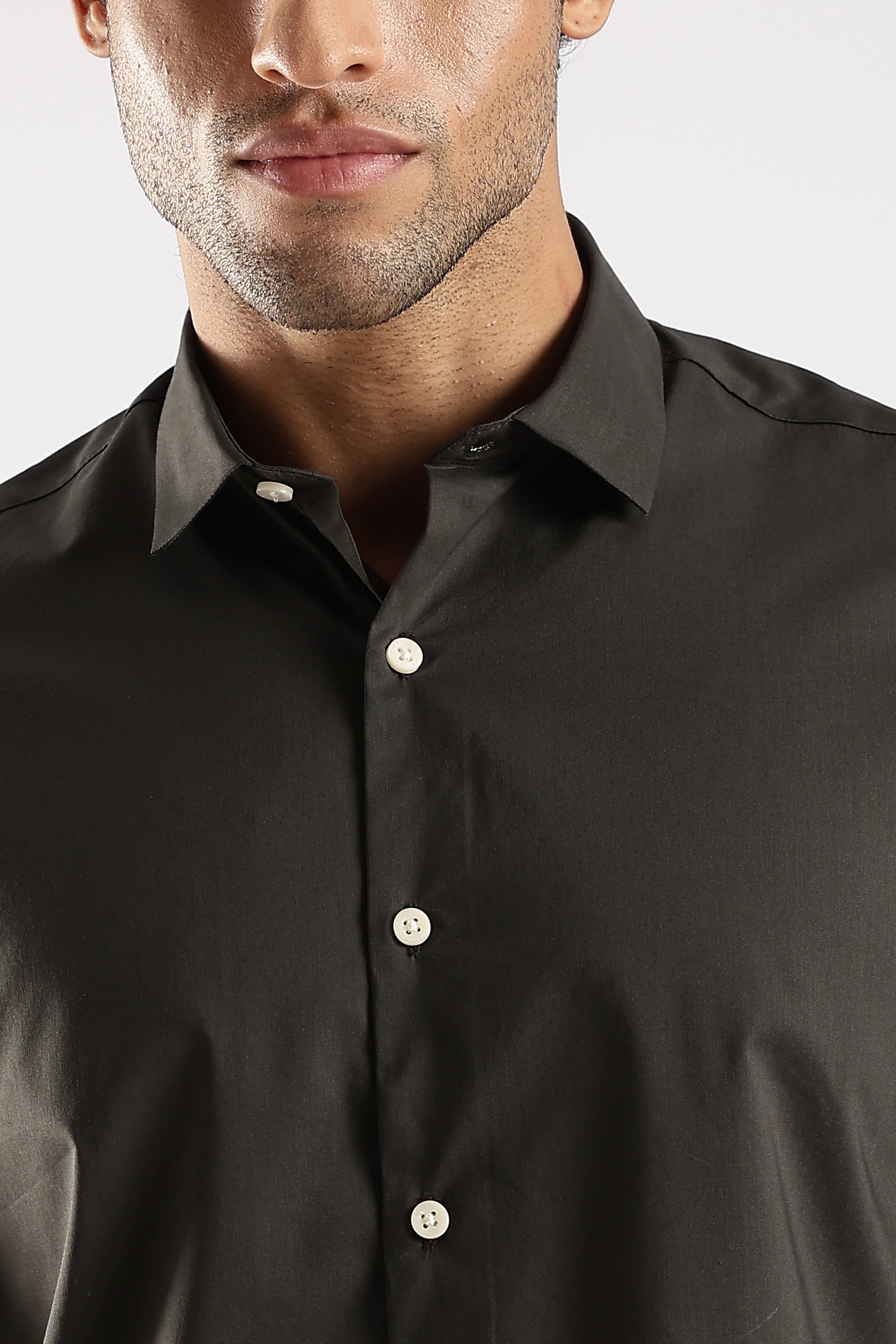 Men Green Cotton Slim Fit Shirt - Image 5