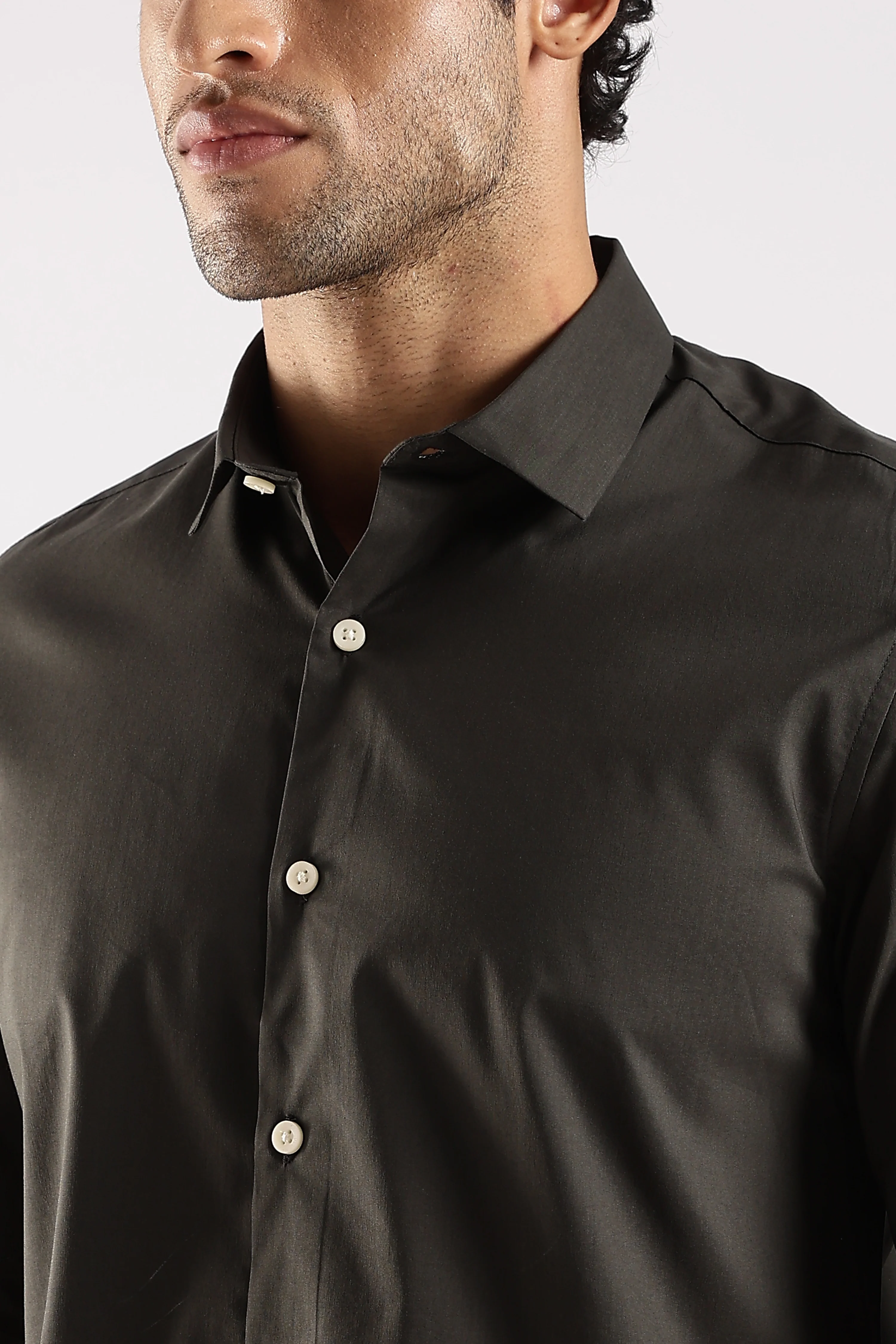 Men Green Cotton Slim Fit Shirt - Image 6