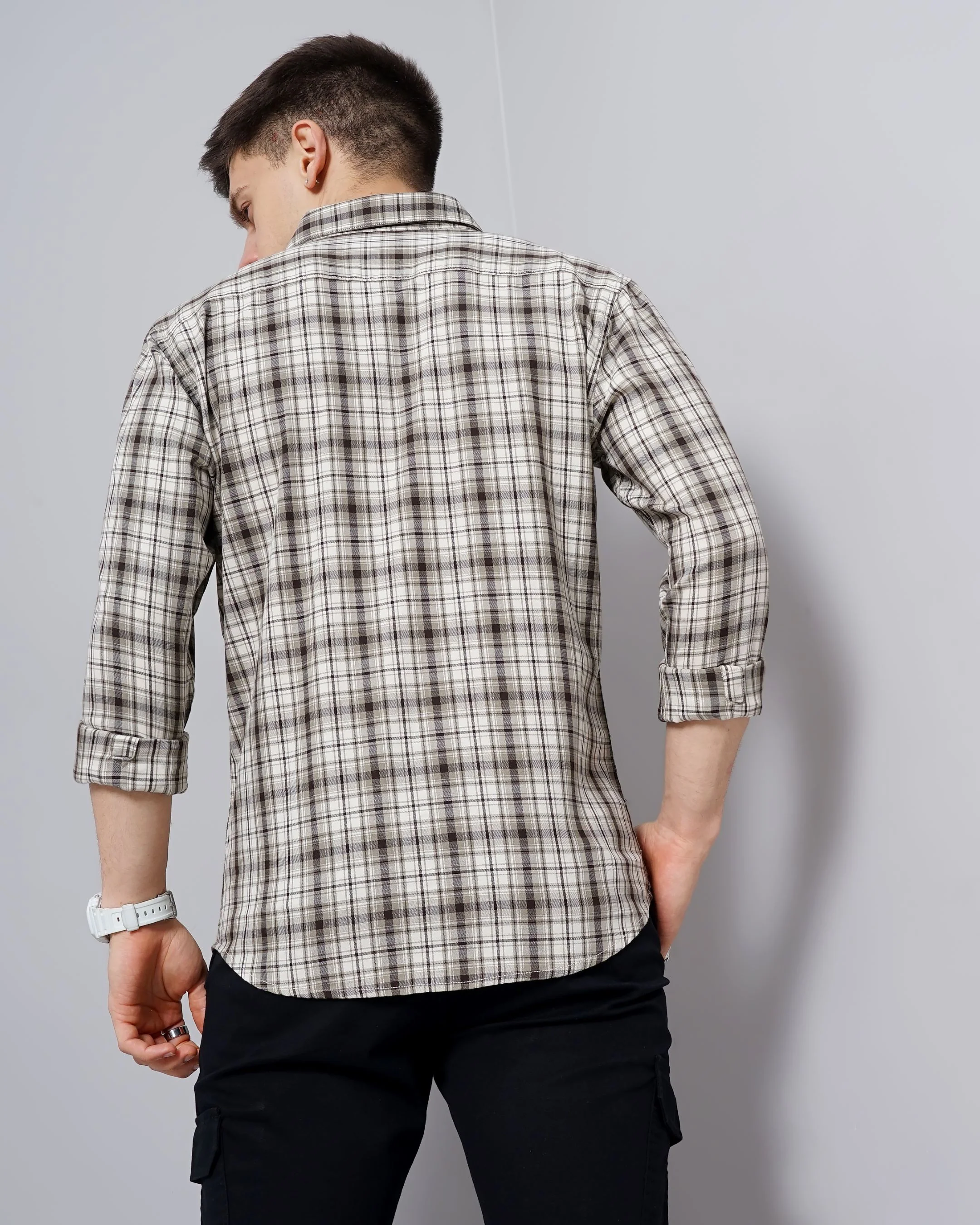 Men Green Cotton Slim Shirt - Image 4