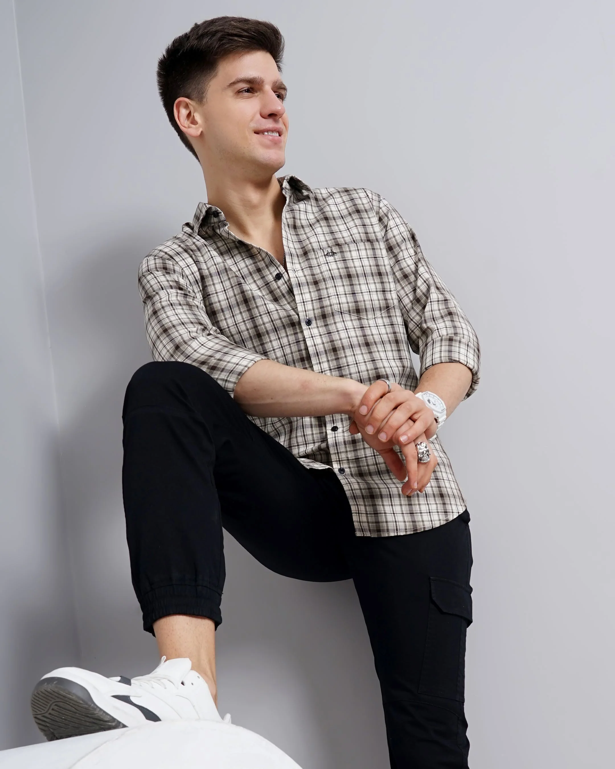 Men Green Cotton Slim Shirt - Image 6