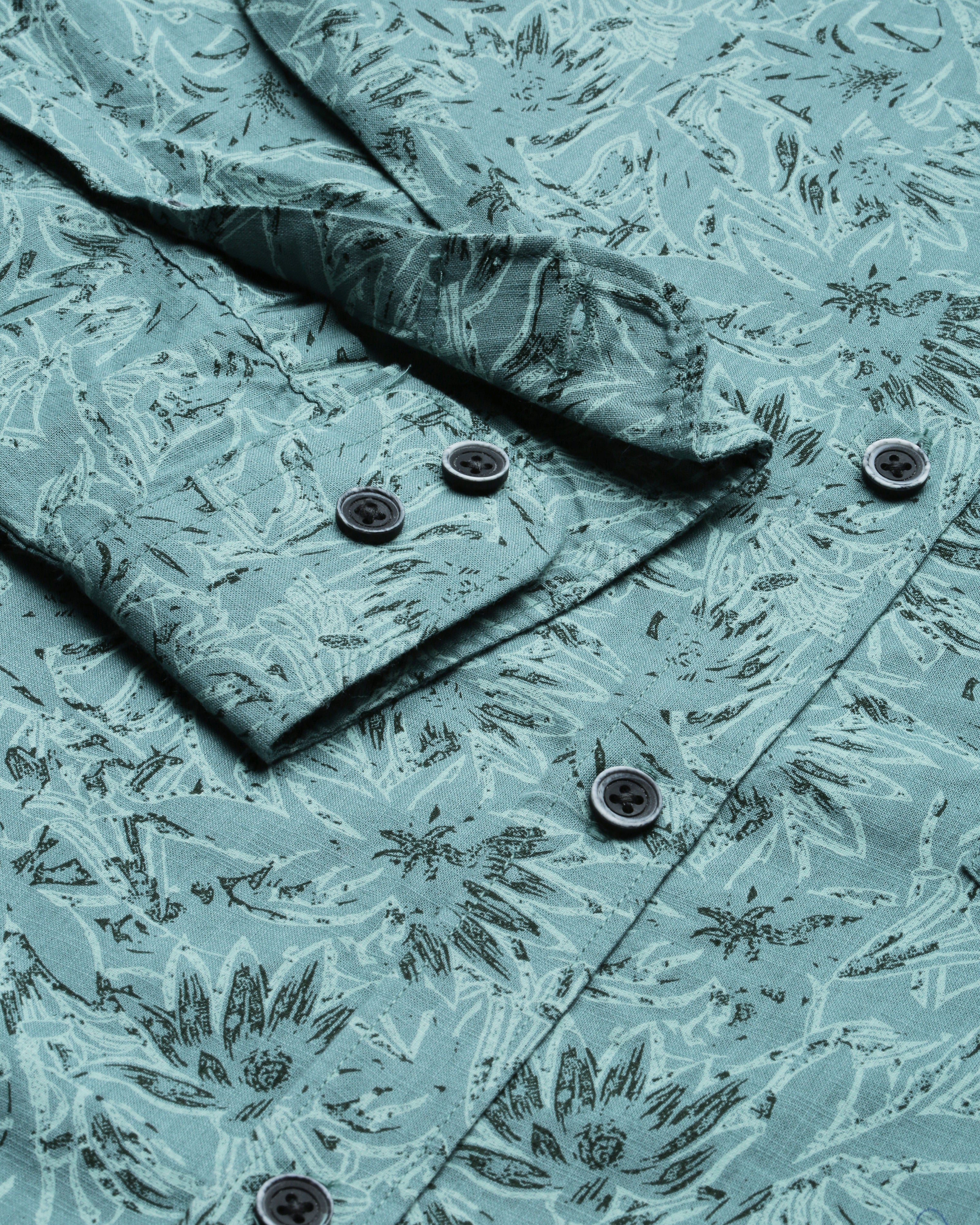 Men Green Cotton Slim Shirt - Image 6