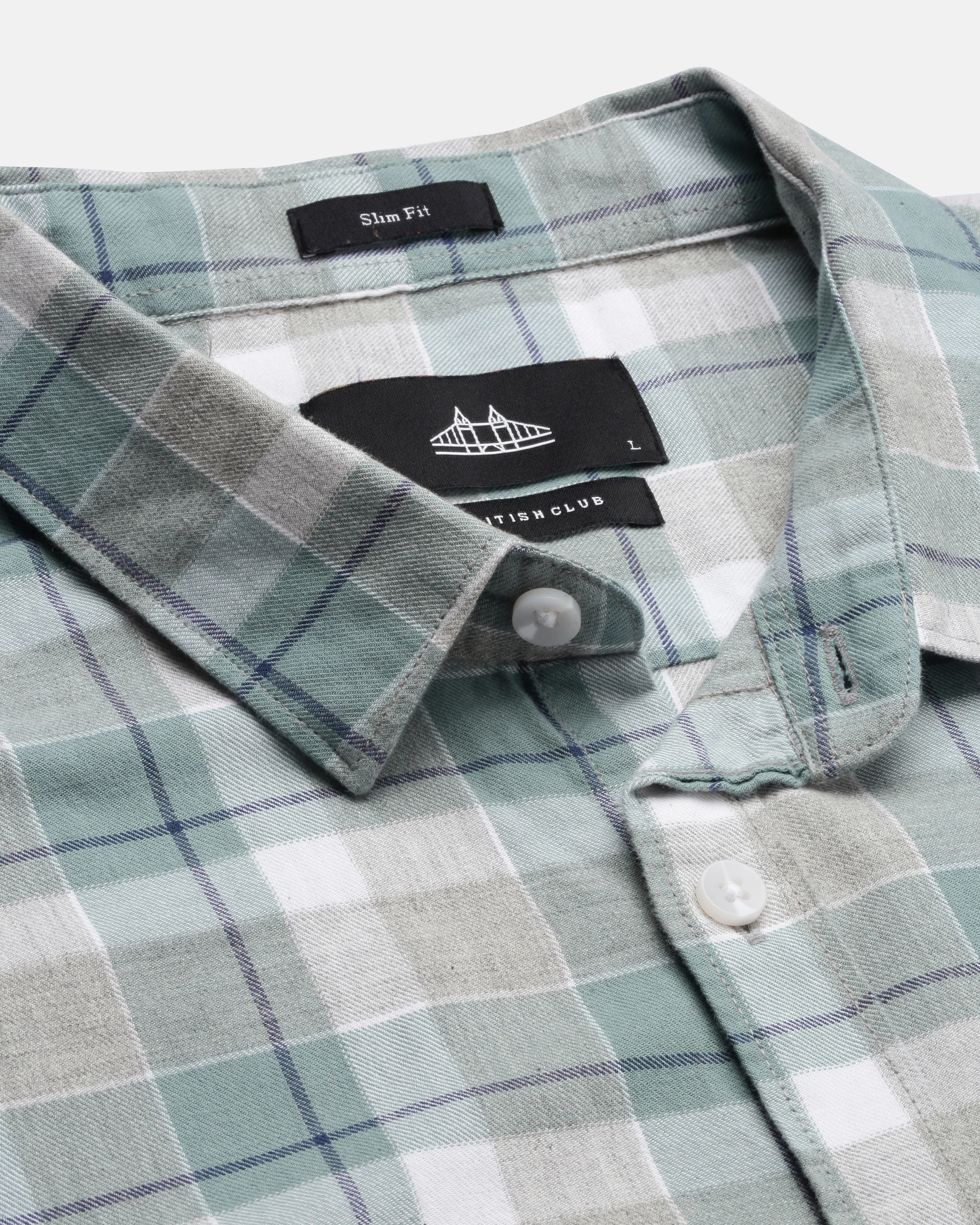 Men Green Cotton Slim Shirt - Image 6