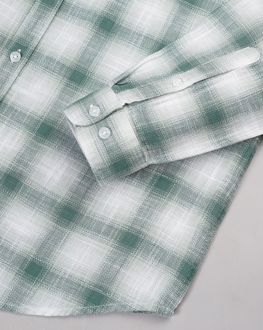Men Green Cotton Slim Shirt - Image 5