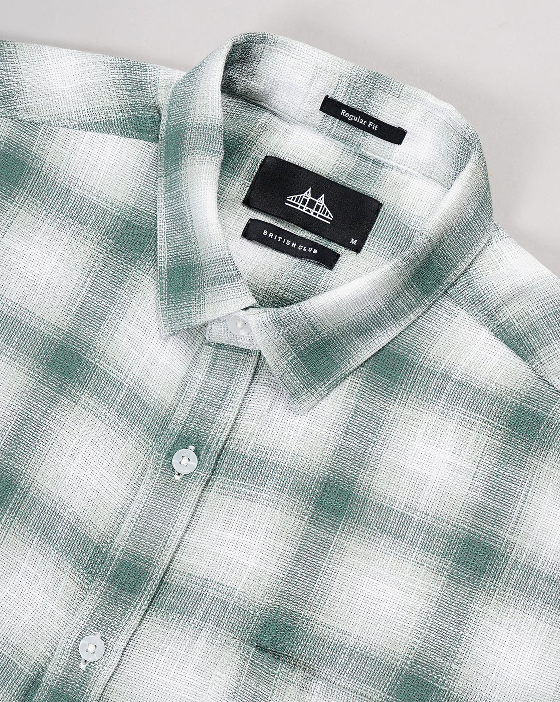 Men Green Cotton Slim Shirt - Image 6