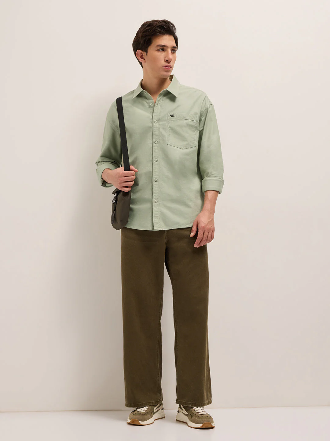 Men Green Cotton Solid Relaxed Fit Overshirt - Image 4