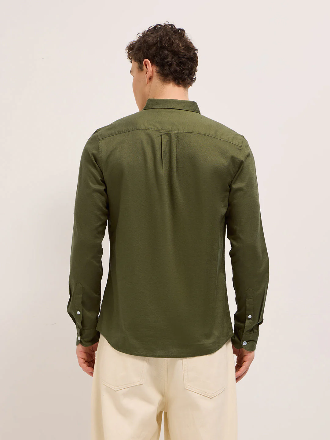 Men Green Cotton Solid Slim Fit Casual Shirt - Image 2