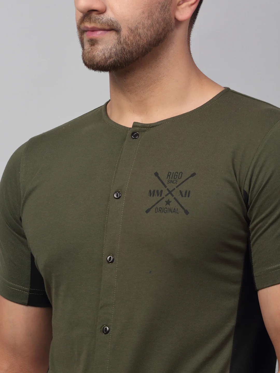 Men Green Cut & Sew Printed Shirt - Image 6