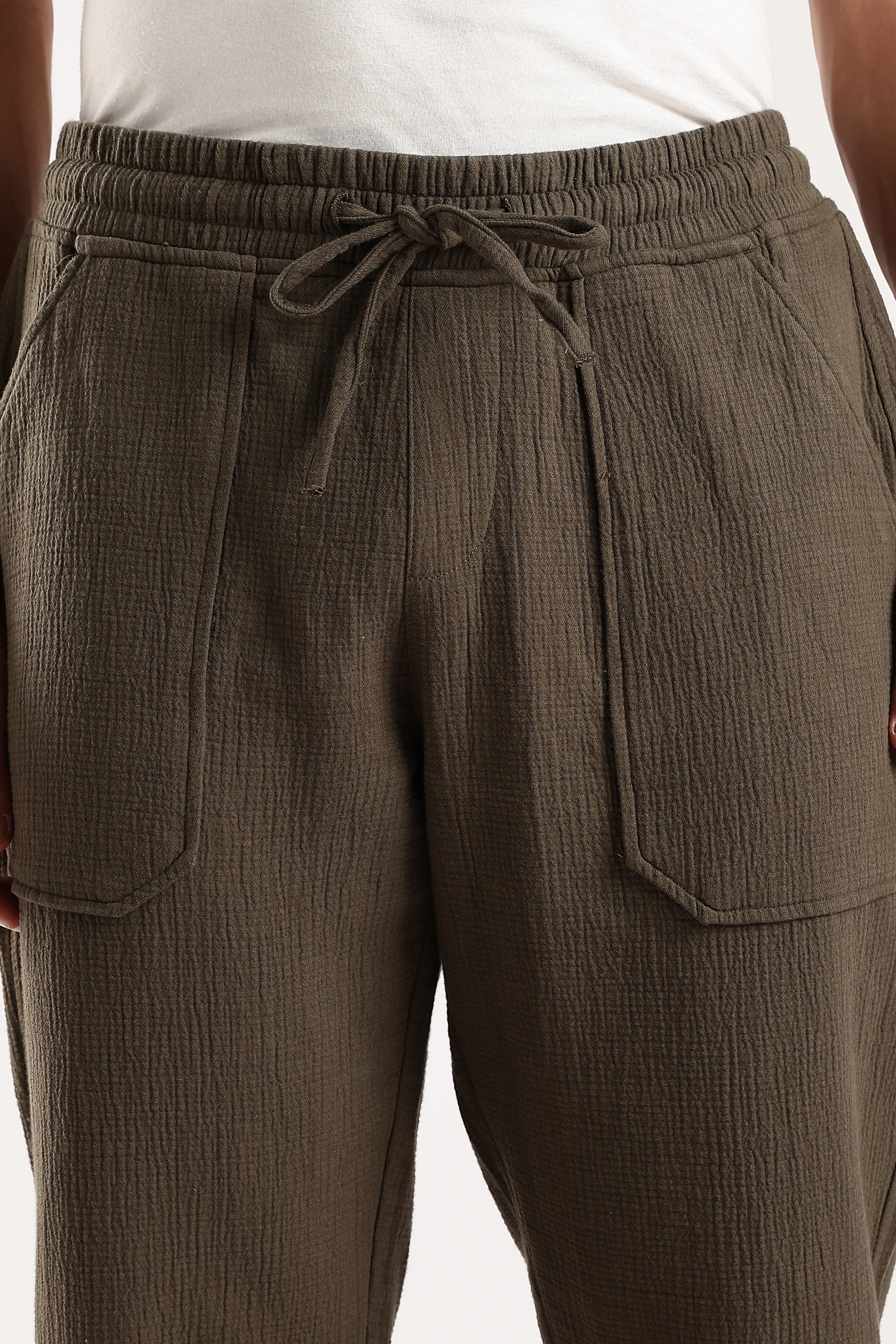Men Green Drawcord Trousers - Image 10