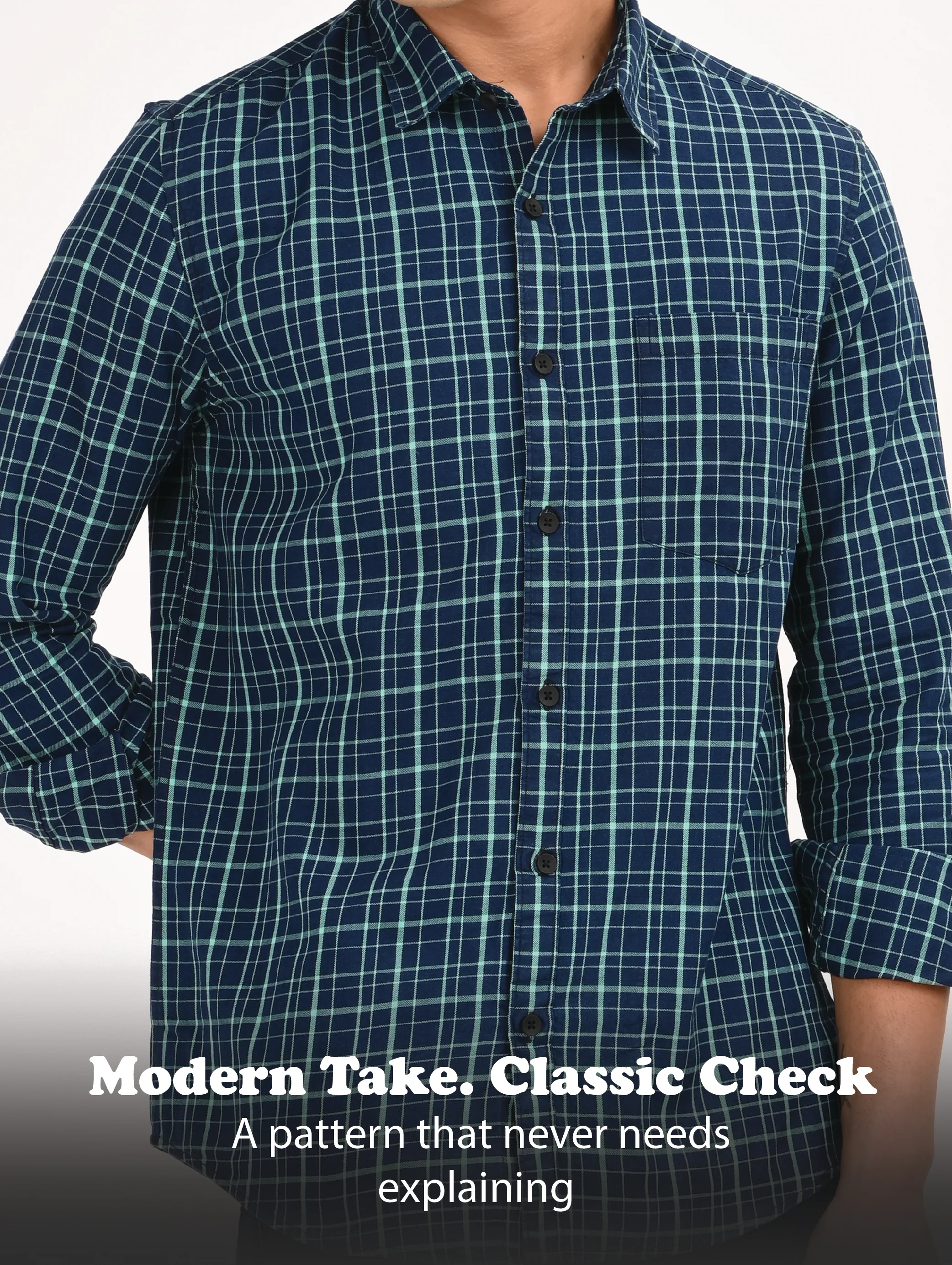 Men Green Dyed Checked Shirt - Image 10
