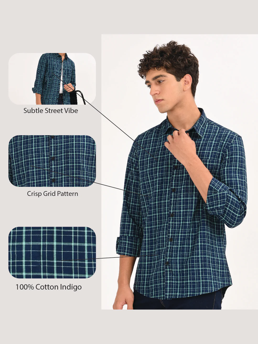 Men Green Dyed Checked Shirt - Image 13