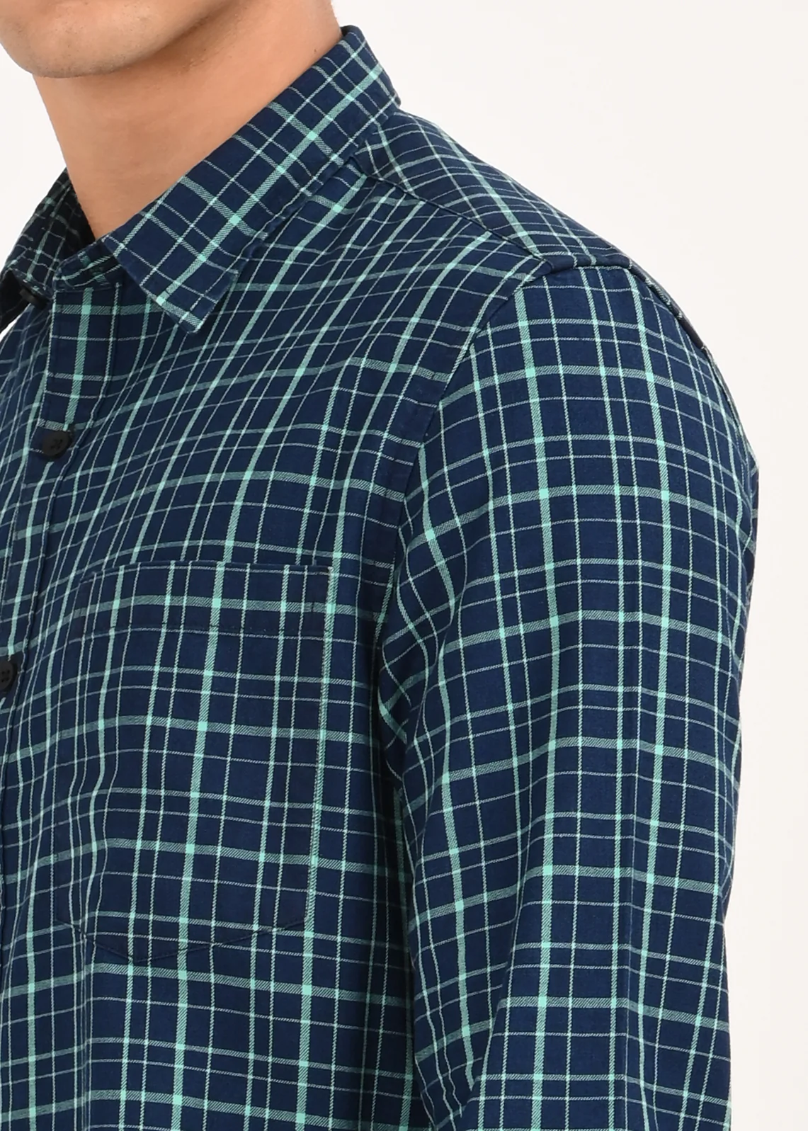 Men Green Dyed Checked Shirt - Image 4